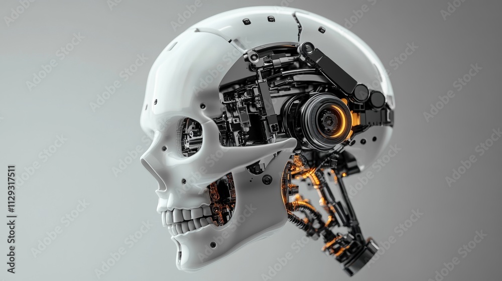 Robotic skull design showcasing intricate mechanics and futuristic technology Robotic skull design showcasing intricate mechanics and futuristic technology