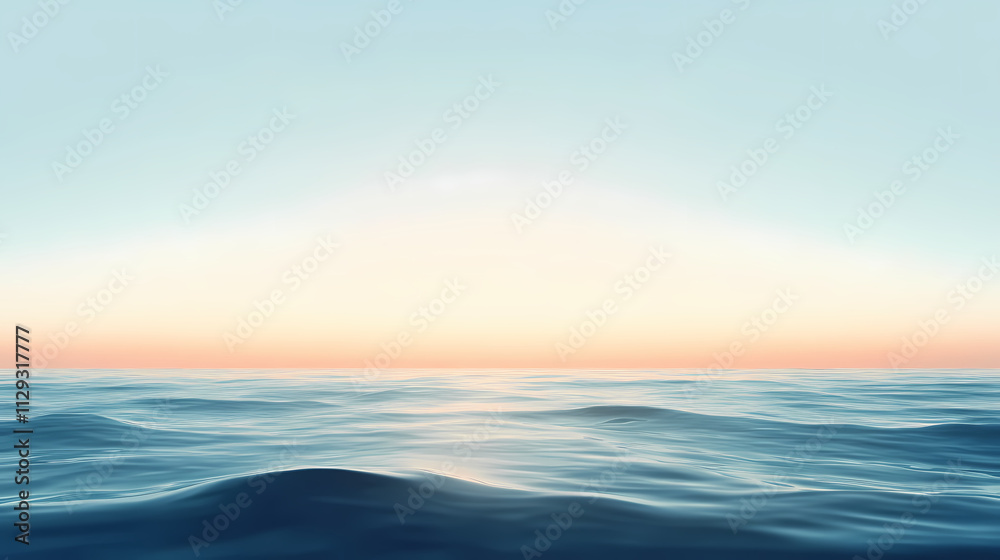Obraz premium Background of a clear sky with a soft gradient from blue to white at the horizon. Horizon. Illustration