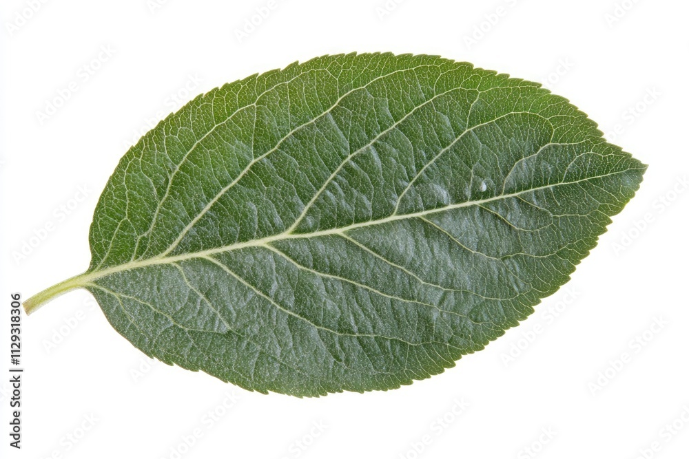 Fresh Green Apple Leaf Isolated on White Background - Natural Beauty Capture Fresh Green Apple Leaf Isolated on White Background - Natural Beauty Capture