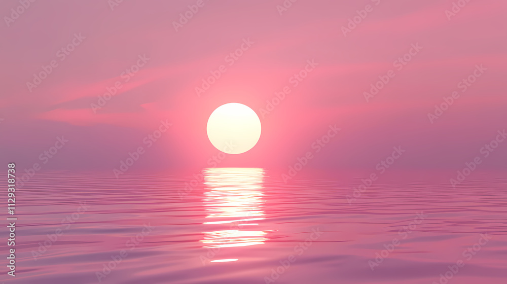 Calm ocean surface with sun glare 3d illustration. Horizon. Illustration Calm ocean surface with sun glare 3d illustration. Horizon. Illustration