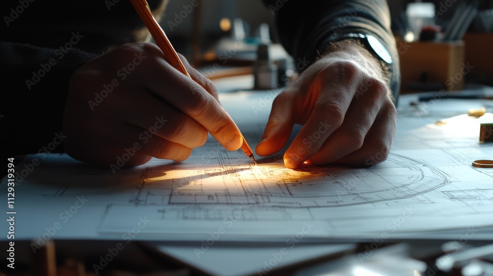 Detailed Analysis: Hands Engaged in Cost Estimating and Blueprint Measurements for Architectural Design Detailed Analysis: Hands Engaged in Cost Estimating and Blueprint Measurements for Architectural Design