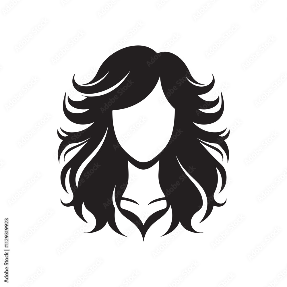 Chic Women Hair Silhouette Icon - Trendy Logo Vector for Beauty Salons, Cosmetic Branding, and Lifestyle Designs