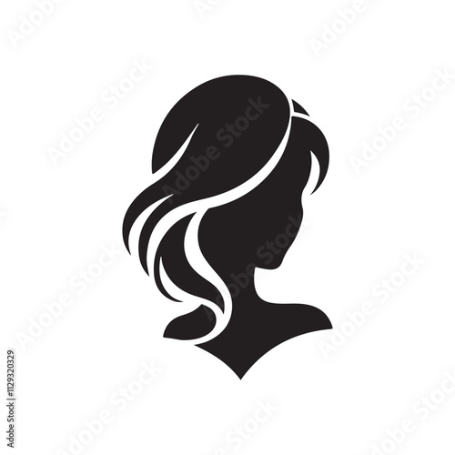 Chic Women Hair Silhouette Icon - Trendy Logo Vector for Beauty Salons, Cosmetic Branding, and Lifestyle Designs