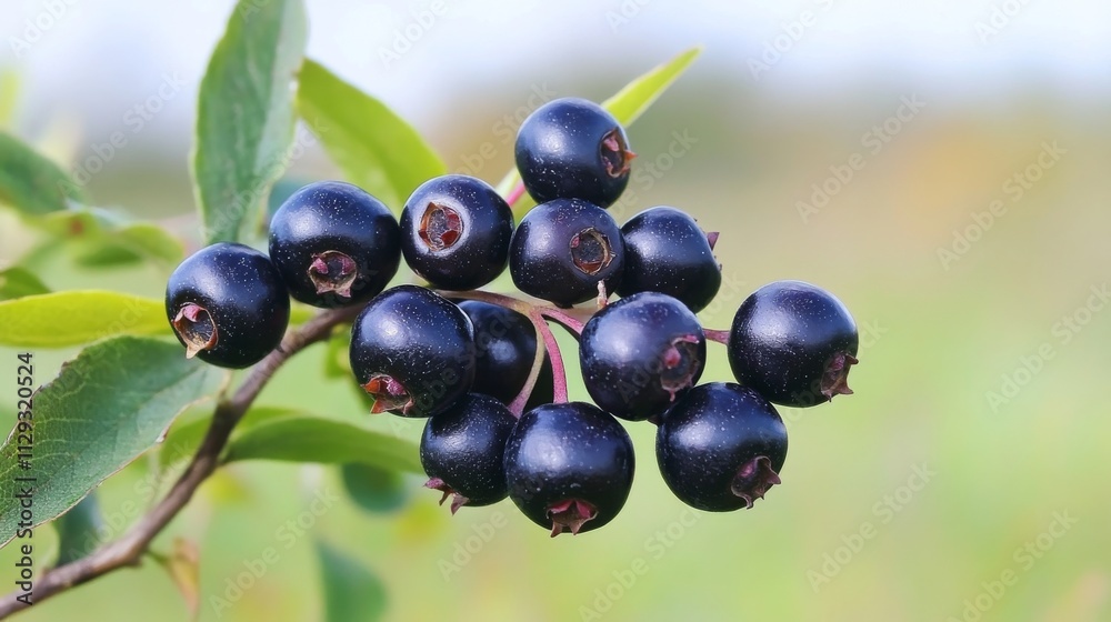 Juneberry and berries on a summer scene. Juneberry and berries on a summer scene.