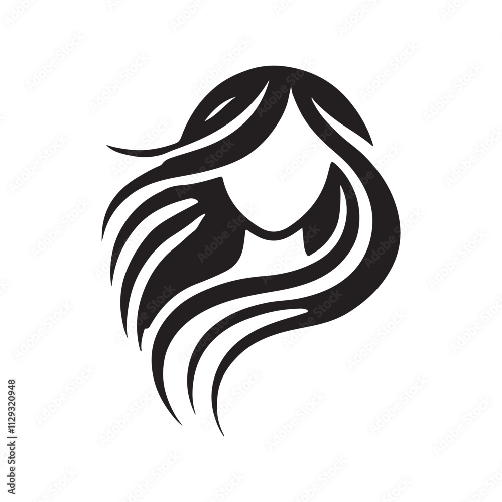 Classic Women Hair Silhouette Design - Vector Logo for Timeless Beauty and Modern Branding Needs Classic Women Hair Silhouette Design - Vector Logo for Timeless Beauty and Modern Branding Needs