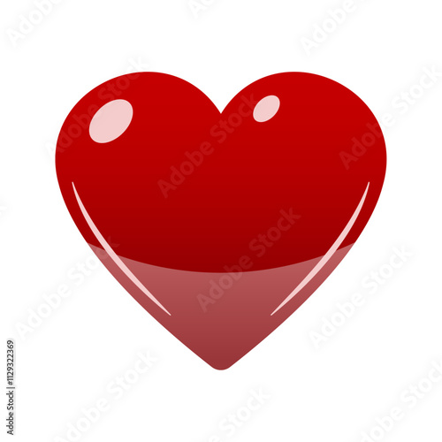 Red shiny heart symbol. Vector illustration isolated on white background