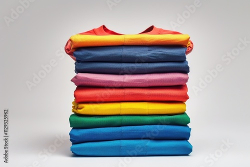 Colorful shirts stacked on top of each other, perfect for fashion or interior design concepts