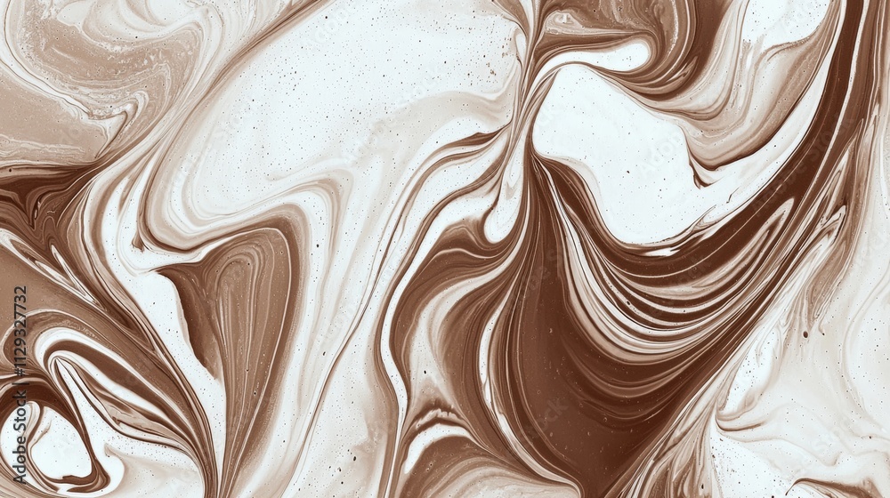 Fluid acrylic painting mixing brown and white colors creating abstract swirls and a marble effect, perfect for backgrounds and decorative projects Fluid acrylic painting mixing brown and white colors creating abstract swirls and a marble effect, perfect for backgrounds and decorative projects
