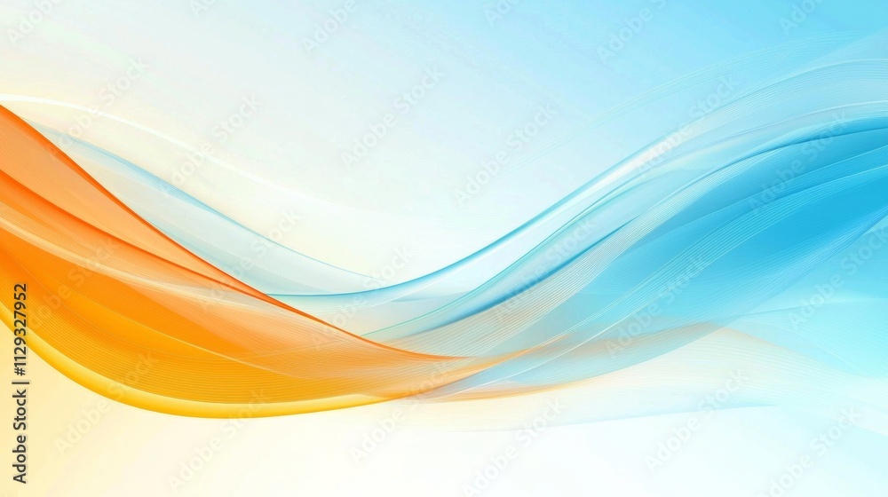 Smooth orange and blue waves create a dynamic and elegant design on a gradient background, evoking a sense of fluidity and motion while enhancing visual appeal and energy