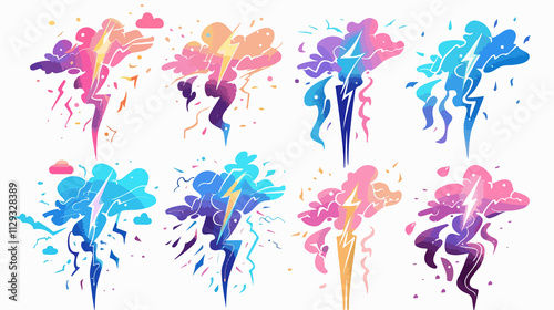 Flat Design Lightning Vector Illustration for Graphics Projects