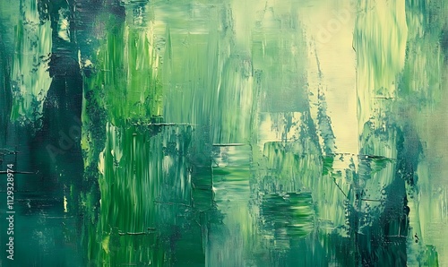 Abstract oil painting on canvas. Paint spots. Paint strokes green gamut created with 