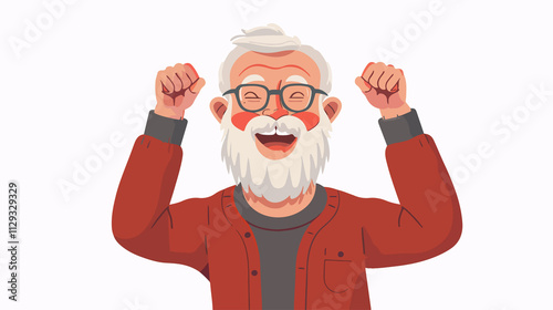 Joyful senior man with beard vector illustration for design projects