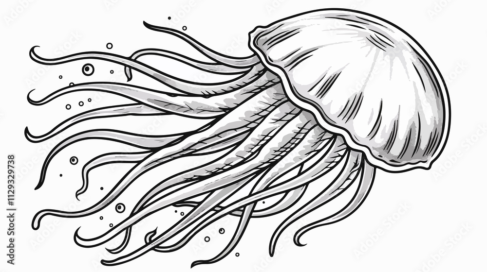 Hand Drawn Vector Illustration of Jellyfish for Design Projects Hand Drawn Vector Illustration of Jellyfish for Design Projects