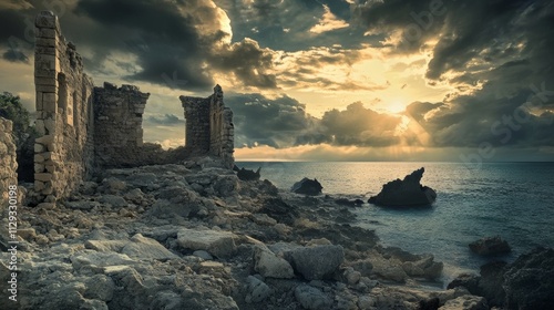 Massolivieri ruins by sea photo