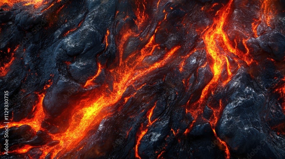 Molten Texture: Flowing Lava in a Dynamic Relief of Earth's Destruction and Fluidity Molten Texture: Flowing Lava in a Dynamic Relief of Earth's Destruction and Fluidity