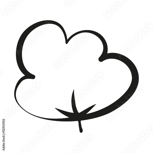 Cotton abstract silhouette carelessly drawn by hand with black outline. Flat doodle style. Vector illustration.