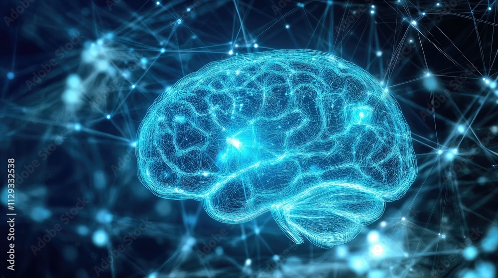 Human brain showing Intelligent thinking processing through the concept of a neural network Human brain showing Intelligent thinking processing through the concept of a neural network