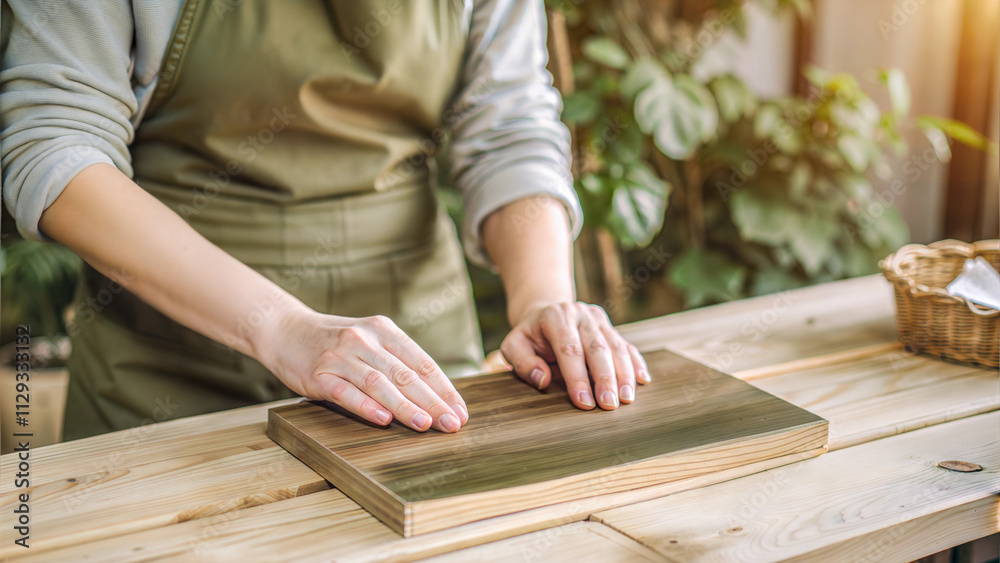 Woman chopping vegetables on a wooden board in cozy kitchen with warm rustic decor and natural light Woman chopping vegetables on a wooden board in cozy kitchen with warm rustic decor and natural light