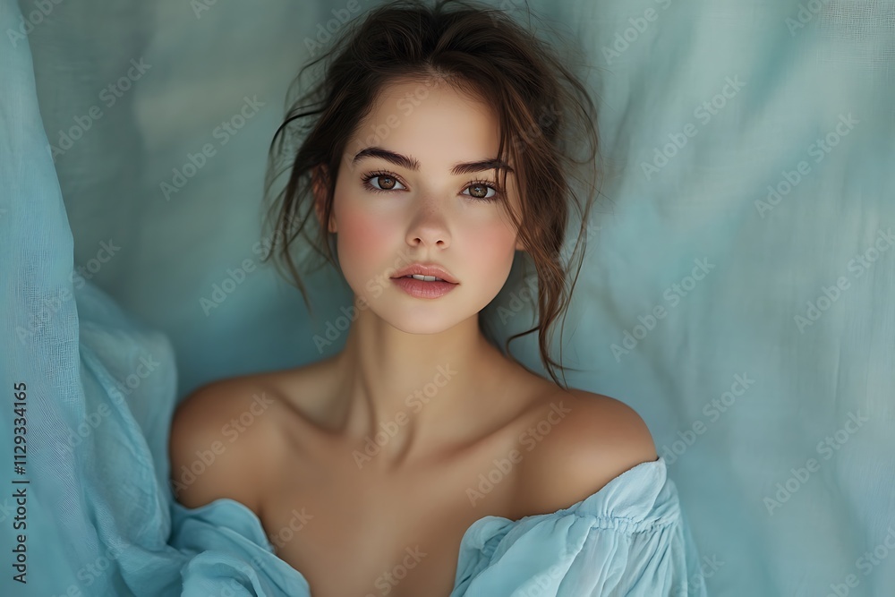 Closeup Confident Woman Face Soft Light Tan Skin Closeup Confident Woman Face Soft Light Tan Skin