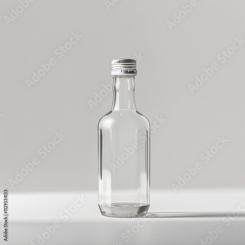 Bottle mockup with cap on white surface in studio lighting