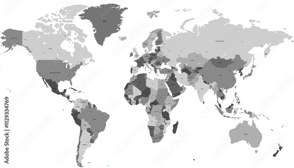 Obraz premium World map. Modern color vector map. Silhouette map.