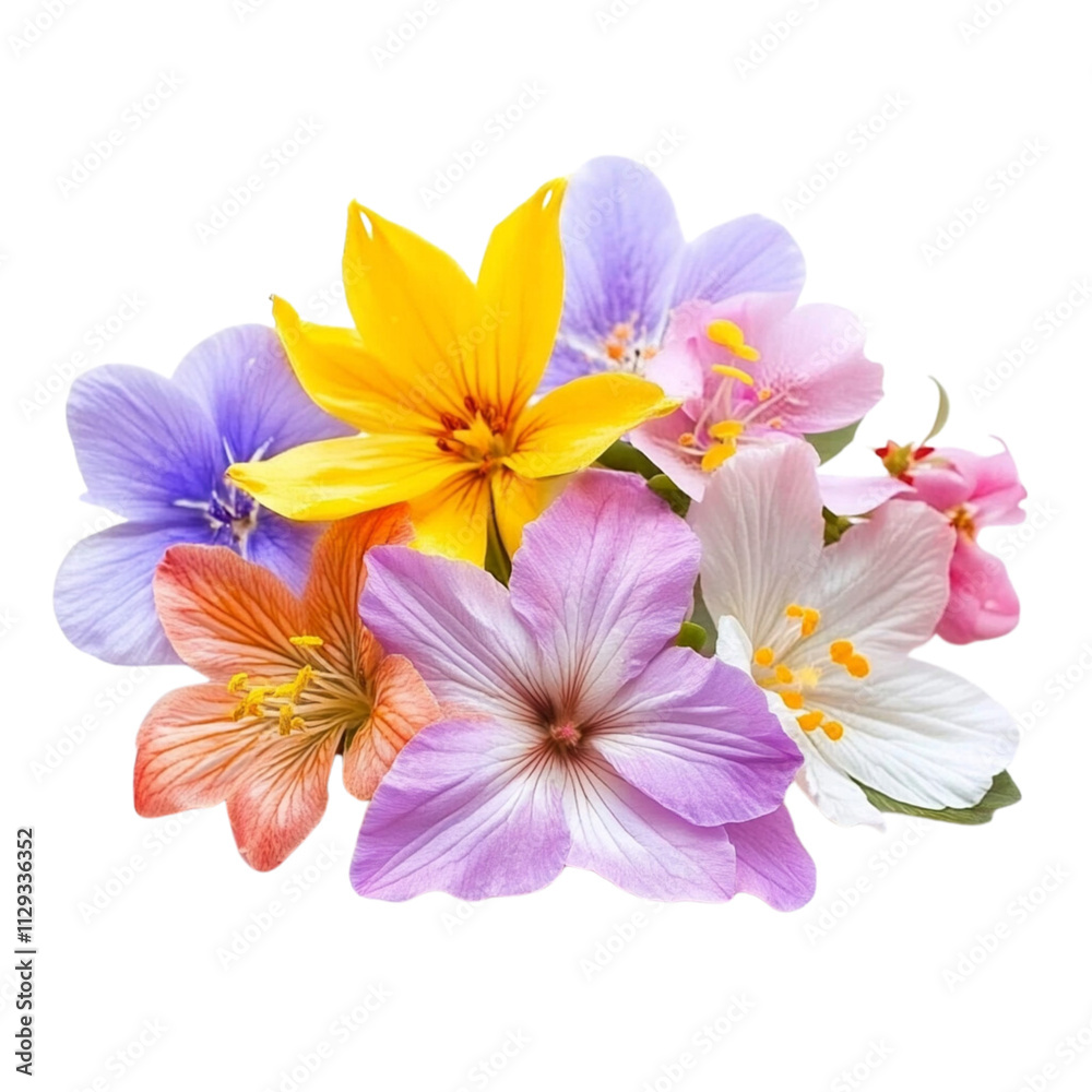 Beautiful colorful spring flowers isolated on a transparent background Beautiful colorful spring flowers isolated on a transparent background