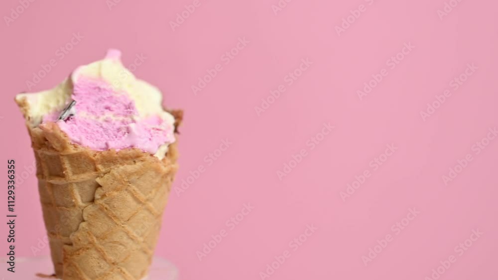 ice cream in a waffle cone