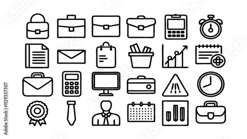 Business & Office related icon editable stroke outline  set of different types small icons isolated on white background flat vector illustration