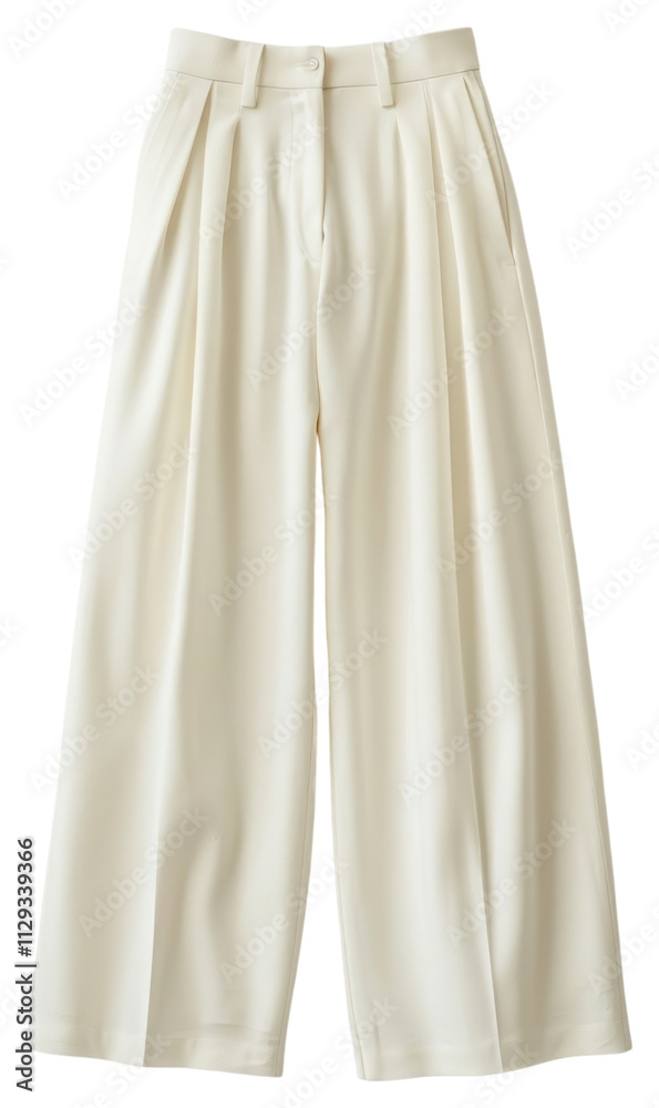 PNG Elegant wide-leg white trousers PNG Elegant wide-leg white trousers