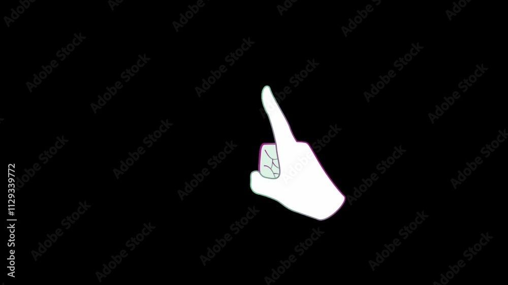Hand touch icon animation isolated on transparent background.
