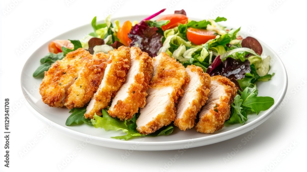 Crispy Fried Chicken Breast with Fresh Salad - A Perfect Meal Crispy Fried Chicken Breast with Fresh Salad - A Perfect Meal