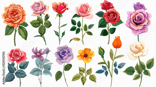 Beautiful Hand Drawn Rose Collection - Vector Illustration Set for Designers