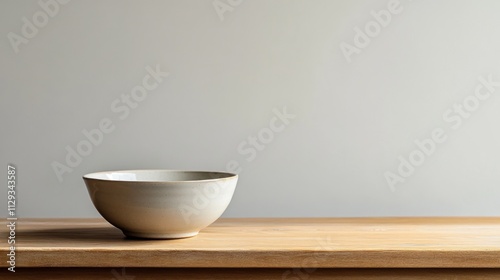 Elegant Empty Porcelain Bowl on Wooden Table