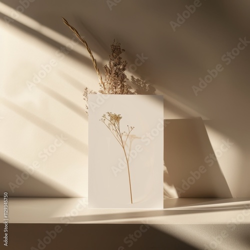 Vertical greeting card mockup with minimalist aesthetic on clean surface