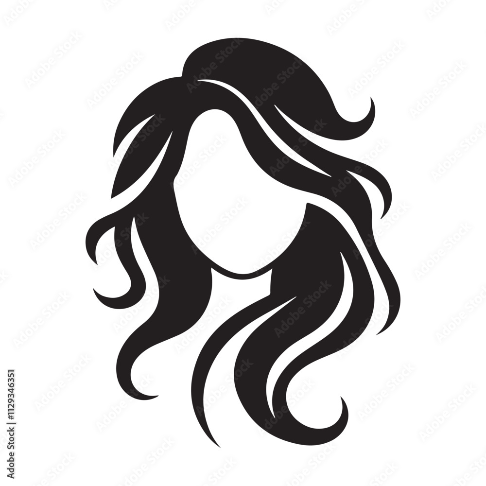 Sleek Hair Silhouette Icon for Women - Minimalistic Logo Vector for Fashion, Beauty, and Modern Branding Projects Sleek Hair Silhouette Icon for Women - Minimalistic Logo Vector for Fashion, Beauty, and Modern Branding Projects