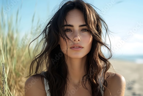 Freckled Woman Summer Beach Portrait