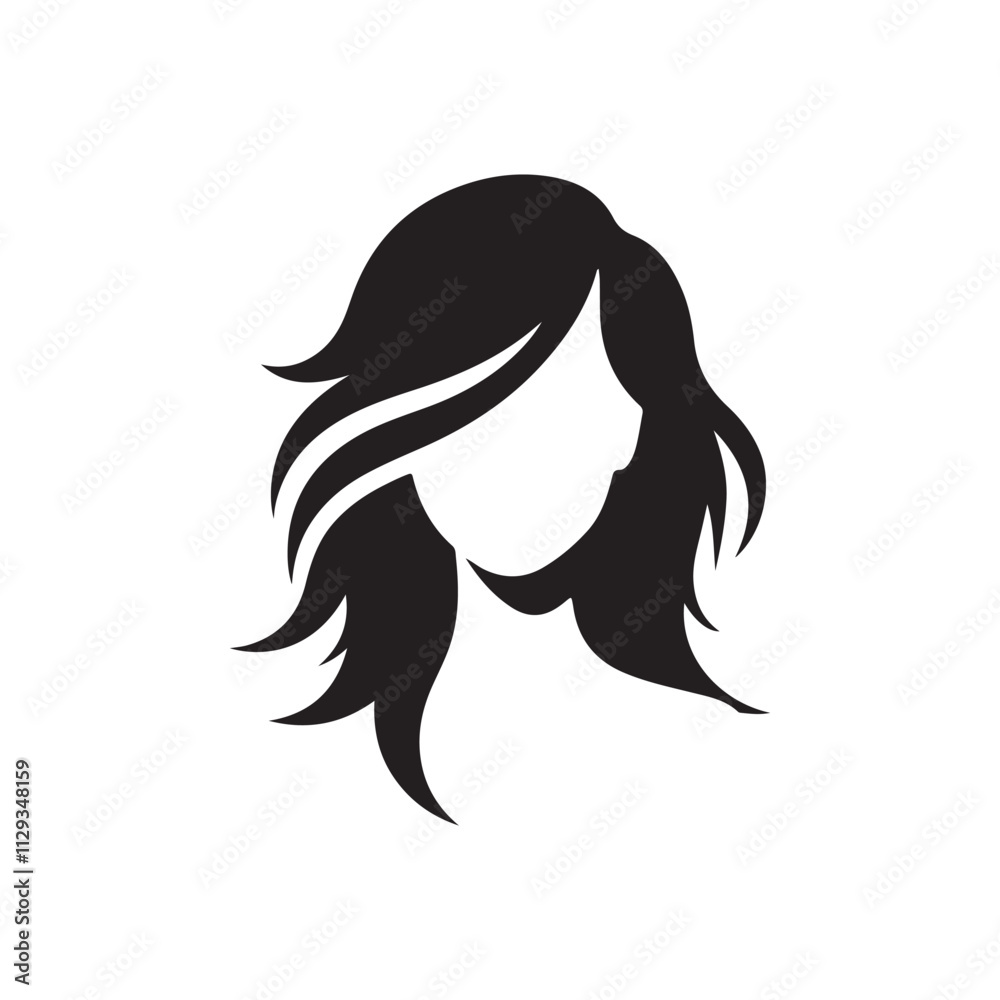 Classic Women Hair Silhouette Vector Illustration - Iconic Design for Timeless Beauty Branding Projects Classic Women Hair Silhouette Vector Illustration - Iconic Design for Timeless Beauty Branding Projects