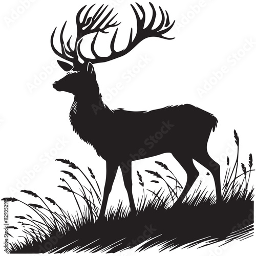 Deer silhouette isolated on white background