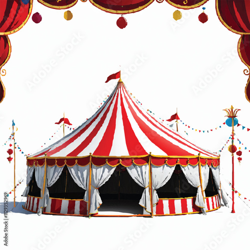 Vintage Circus Sign with Neon Lights and Colorful Balloons - Retro Carnival Poster Design Featuring Bright Fairground Tent, Fun Decorations, Festive Banner, and Luminous Glowing Amusement Park Frame