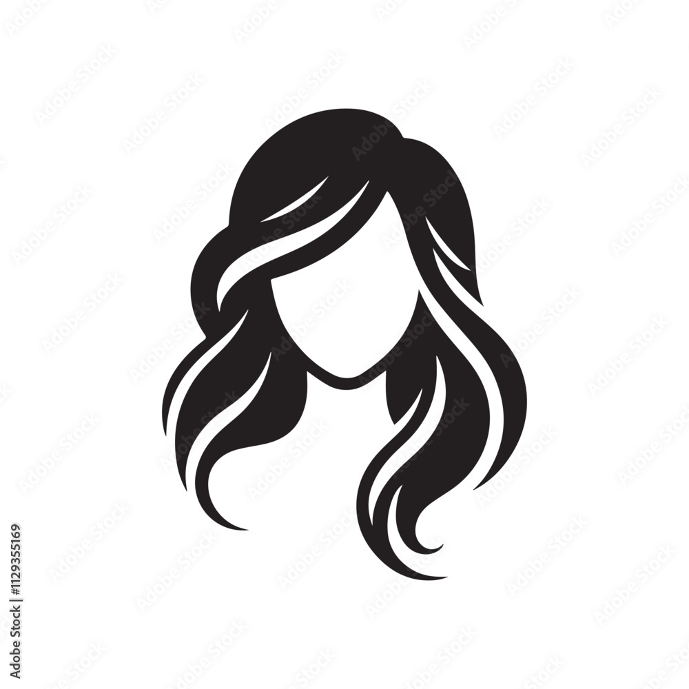 Chic Women Hair Silhouette Vector Icon for Sophisticated Logo Design and Professional Branding Chic Women Hair Silhouette Vector Icon for Sophisticated Logo Design and Professional Branding