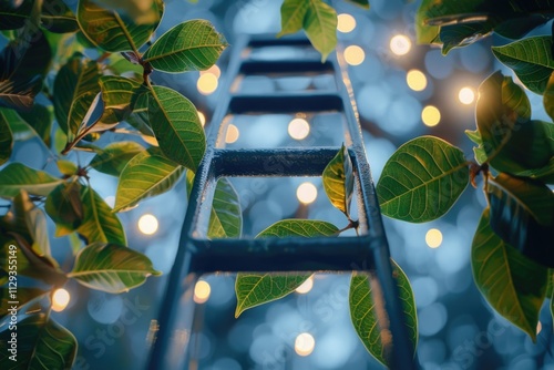 A ladder covered with leaves photo