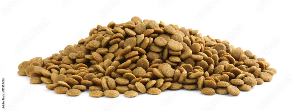 Pile of pet food isolated on white Pile of pet food isolated on white