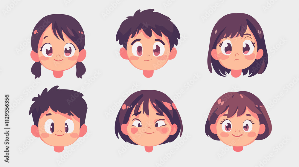 Adorable Kawaii Anime Character Face Illustration Adorable Kawaii Anime Character Face Illustration