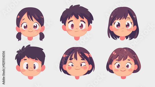 Adorable Kawaii Anime Character Face Illustration