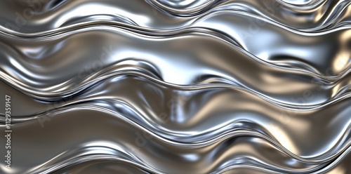 A shiny metal surface with undulating reflections, lit by gentle light, producing a lively visual texture.