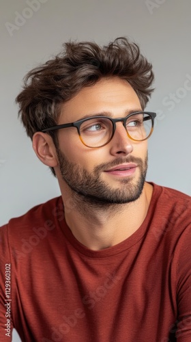 Modern eyeglasses with lightweight materials, cutting-edge technology, and ergonomic fit. Perfect for all-day wear, combining comfort and visual clarity. Trendy frames in muted tones.