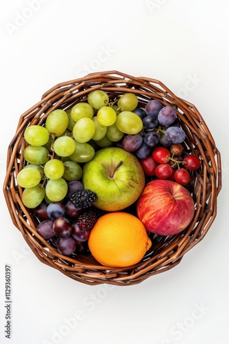 Handicraft fruit basket isolated top view natural environment colorful display photo