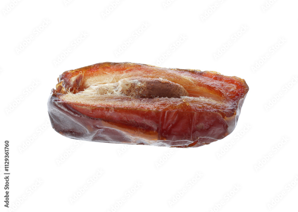 Piece of dried date isolated on white Piece of dried date isolated on white