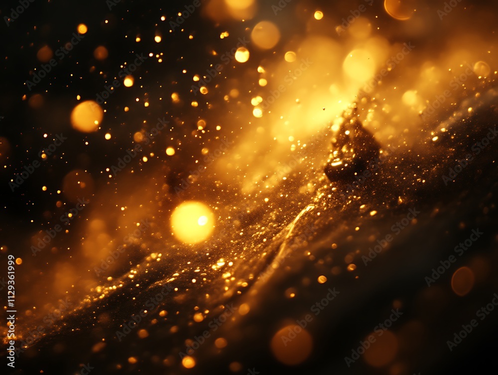 Golden Sparkles Illuminate Dark Background Golden Sparkles Illuminate Dark Background