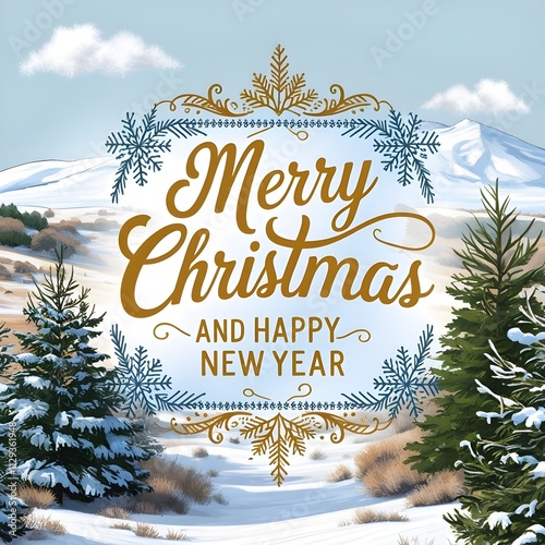 christmas greeting card with christmas tree